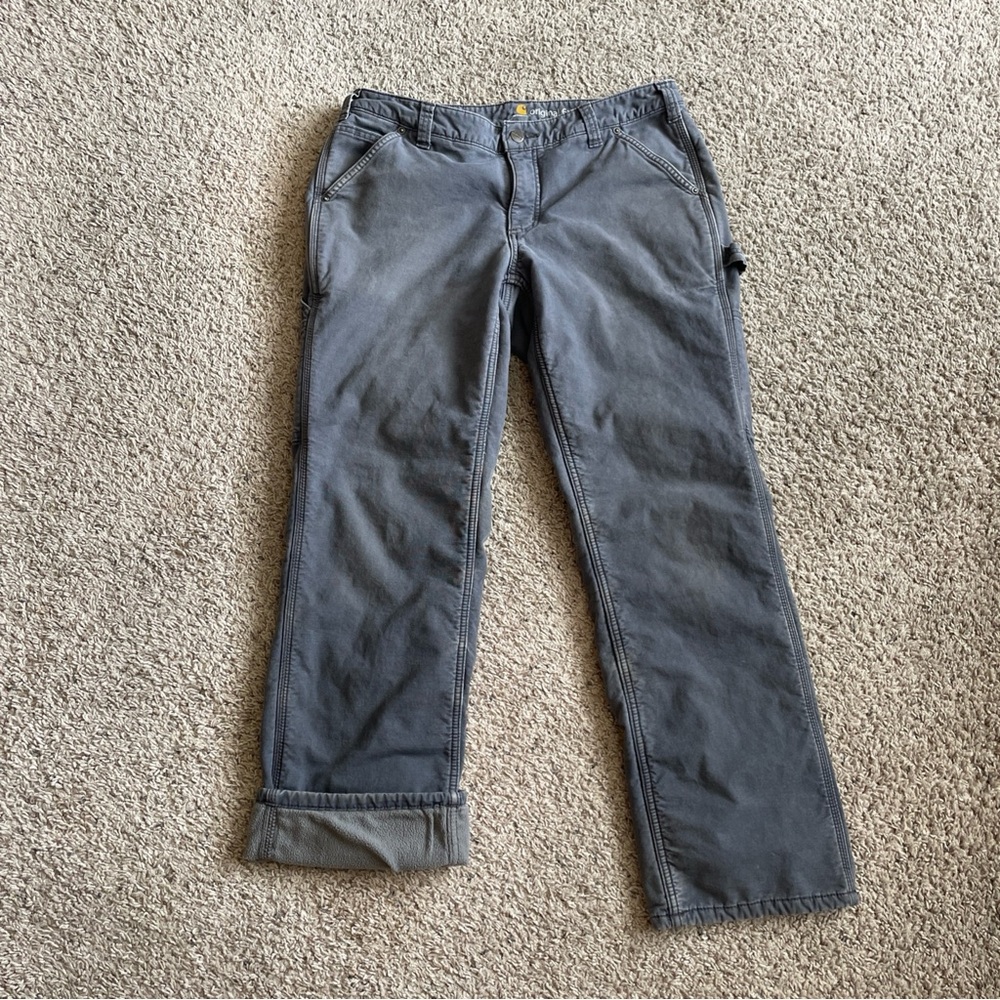 Carhartt Women's Crawford Loose Fit Fleece Lined 102213 Pant Size 12 Short Gray